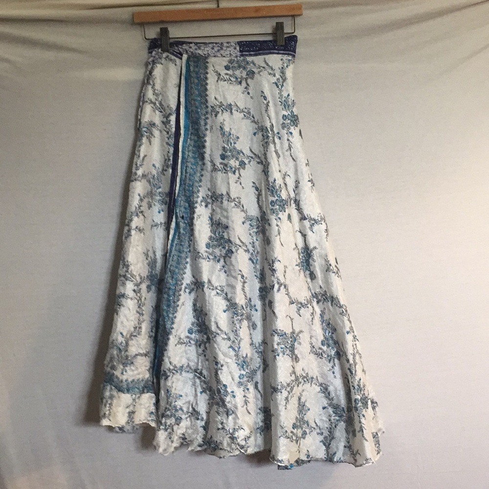 India silk reversible wrap skirt